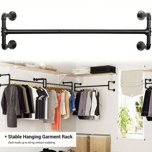 Industrial Pipe Clothing Rack Wall Mounted Clothes Rail Hanging Display Rack