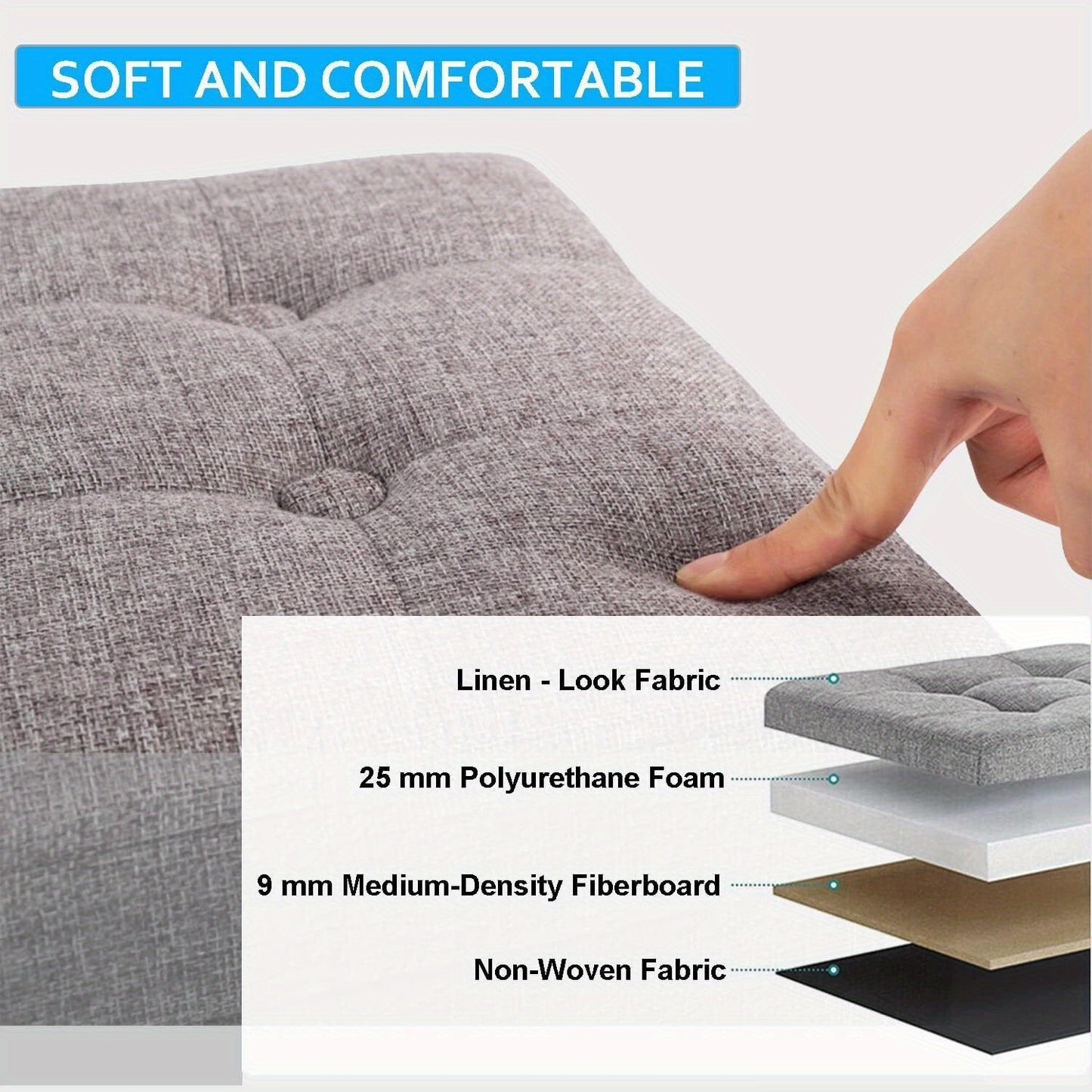 Storage Bench Folding Pouffe Seat Stool Box Home Chair Foot Stool Linen