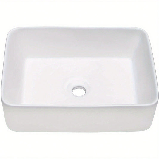 Bathroom Counter Top Ceramic Wash Basin Cloakroom Gloss Sink Rectangular