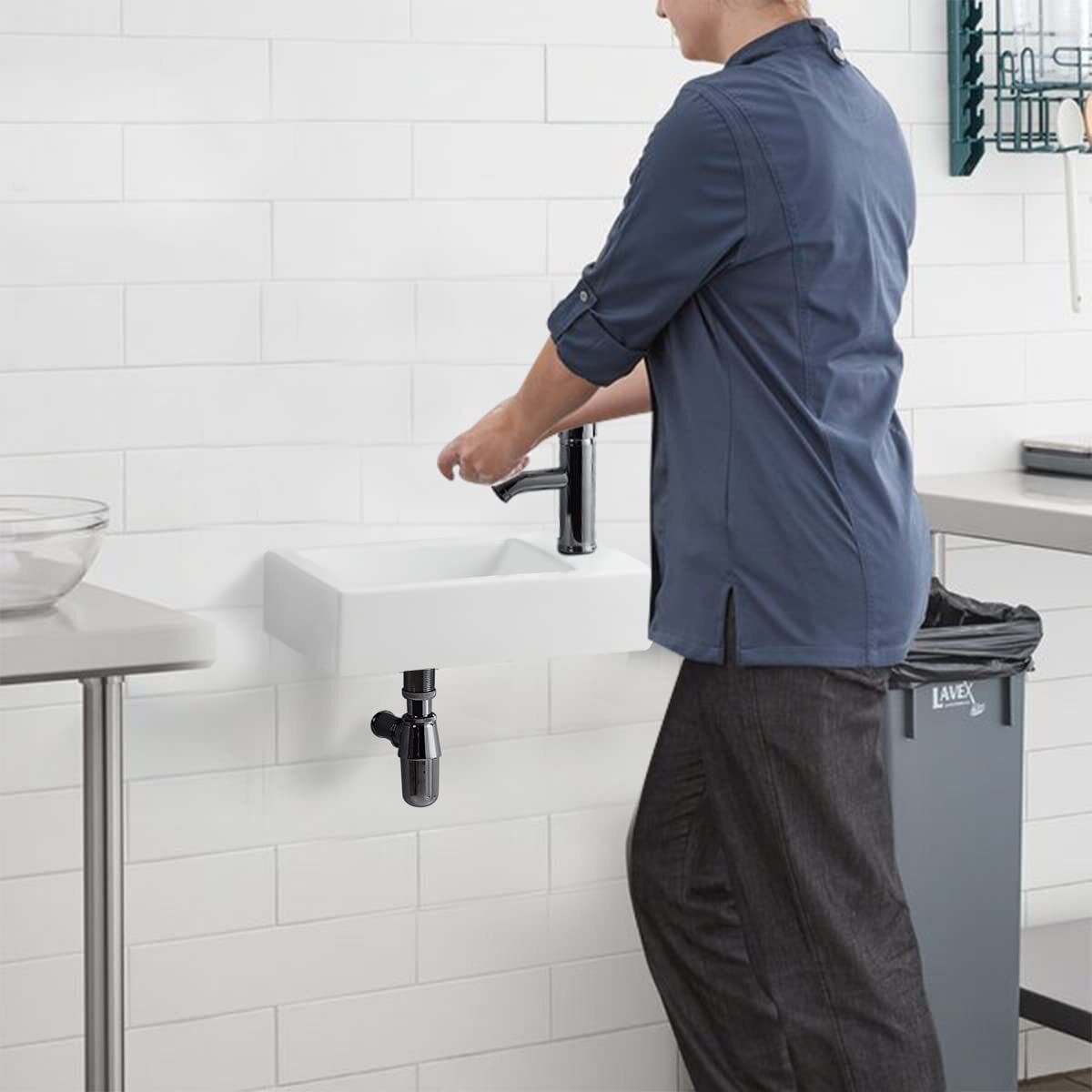 Bathroom Wash Sink Basin Wall Hung Rectangular Ceramic Countertop White