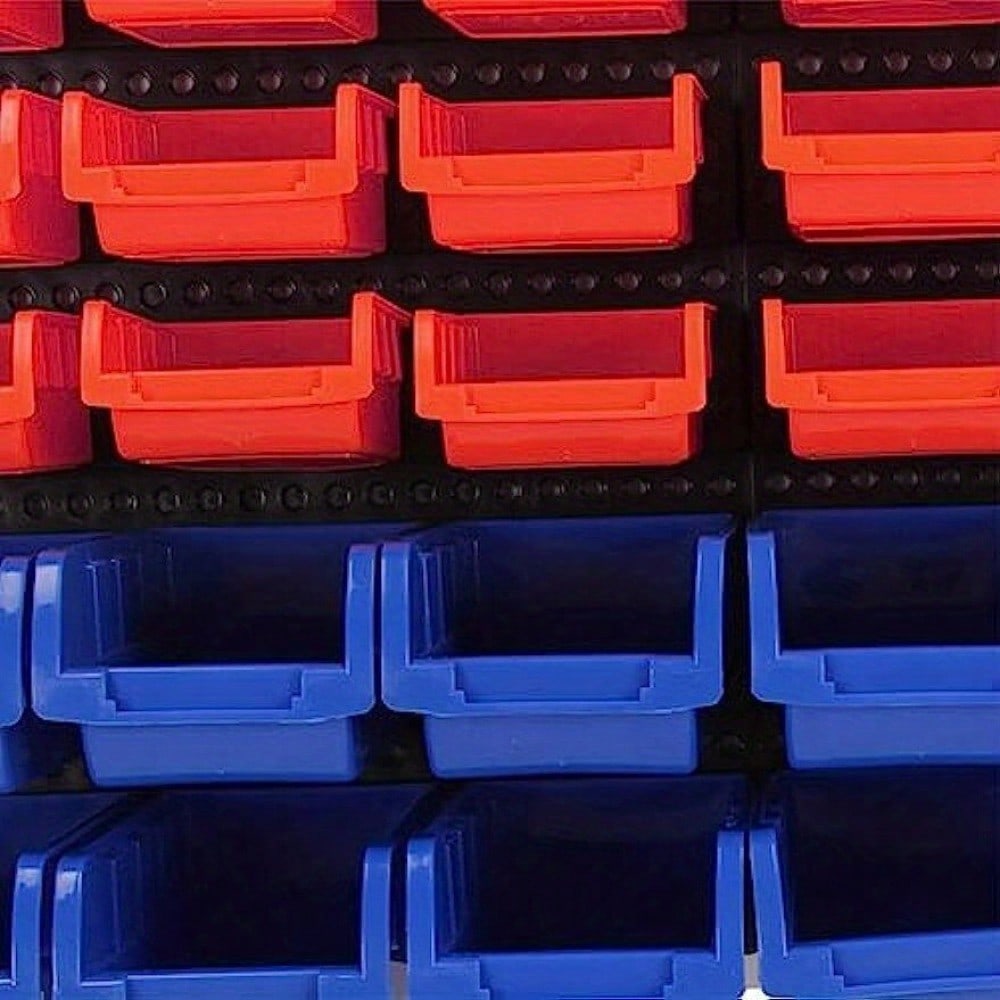 30 Hole Plastic Bins Wall Mount Storage Garage Tools Small Parts Organizer Rack
