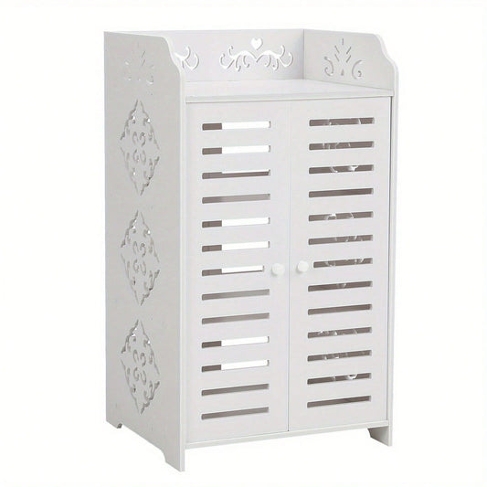 4 Tier White Shoe Storage Cabinet Unit Cupboard Hallway Living Room Shoe Rack