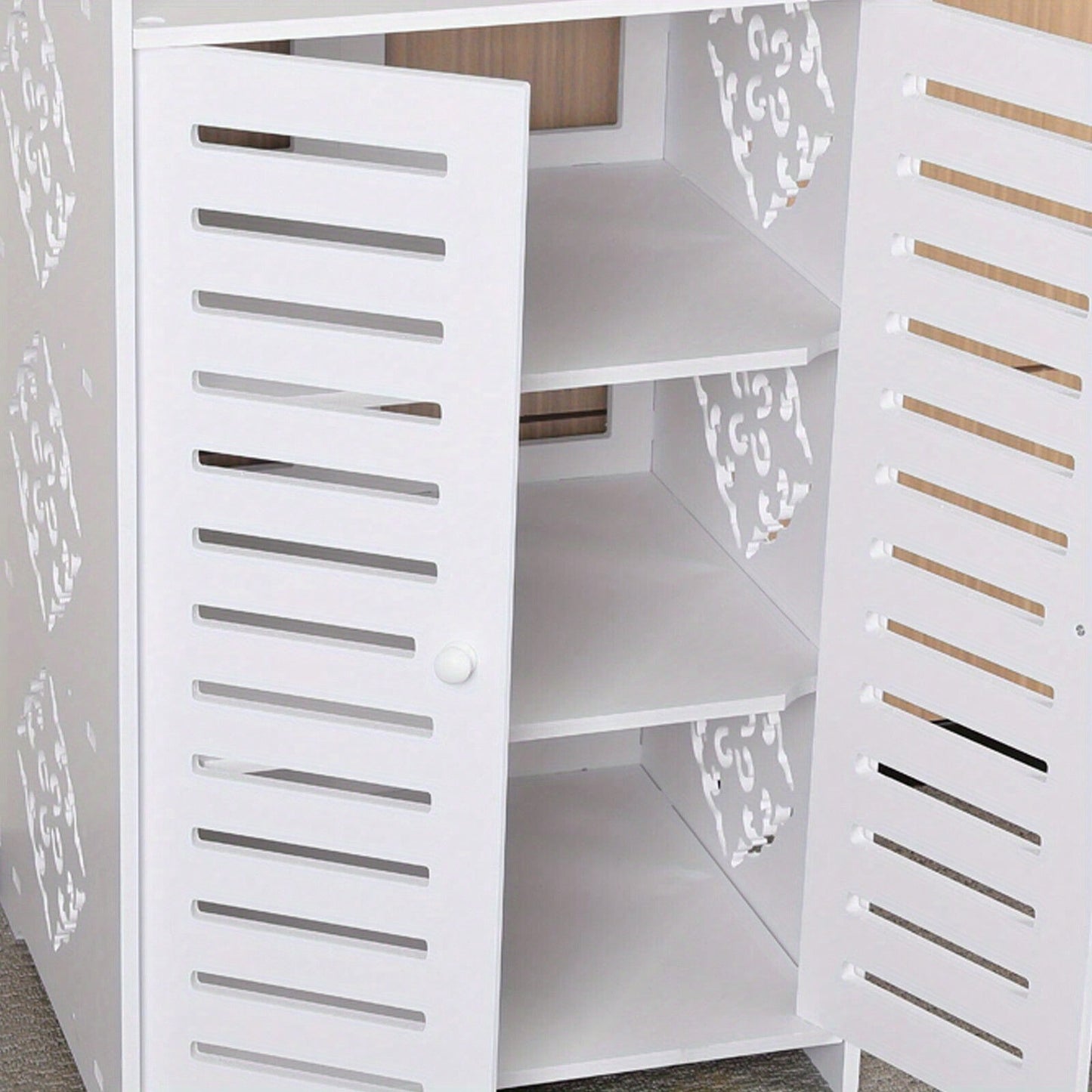 4 Tier White Shoe Storage Cabinet Unit Cupboard Hallway Living Room Shoe Rack