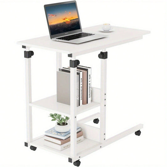 Height Adjustable Rolling Laptop Desk Cart Overbed Hospital Table Bed Side Stand