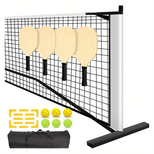 22FT Pickleball Net System - Portable Regulation-Size Net With 6 Pickleballs 4 Pitbull Racket